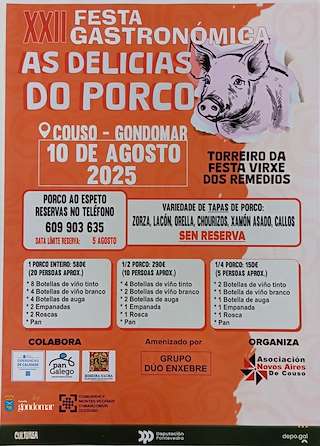 Fechas, información, programa, cartel, imágenes, mapa y ubicación de XXII Festa das Delicias do Porco de Couso  en  Gondomar