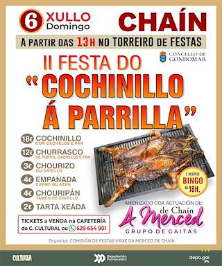Fechas, información, programa, cartel, imágenes, mapa y ubicación de II Festa do Cochinillo á Parrilla de Chaín  en  Gondomar