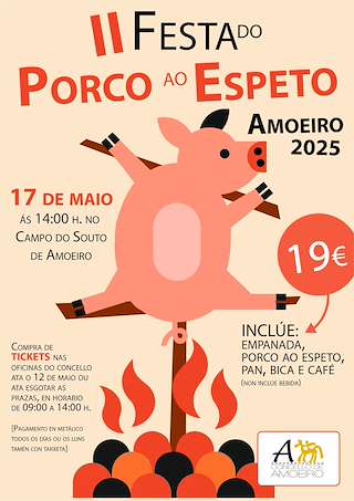 Fechas, información, programa, cartel, imágenes, mapa y ubicación de II Festa do Porco ao Espeto  en  Amoeiro