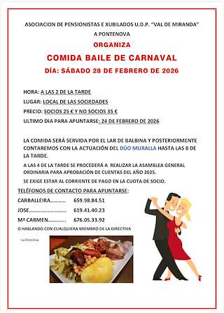 Comida - Baile de Carnaval de la Asociación de Xubilados e Pensionistas
