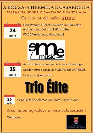 Santiago e Santa Ana de Bouza, Hermida e Casardeita en Castrelo de Miño