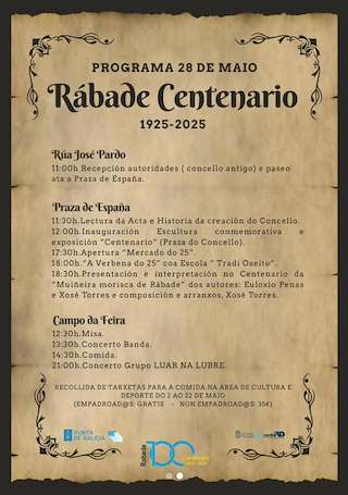 Fechas, información, programa, cartel, imágenes, mapa y ubicación de 100 Aniversario de Rábade 