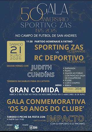 Fechas, información, programa, cartel, imágenes, mapa y ubicación de 50 Aniversario Sporting Zas