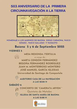 Fechas, información, programa, cartel, imágenes, mapa y ubicación de 503 Aniversario de la Primera Circunnavegación a la Tierra  en  Baiona