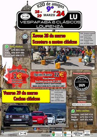 Fechas, información, programa, cartel, imágenes, mapa y ubicación de 9º Reunión de Amigos de Vespafaba & Clásic@s  en  Lourenzá