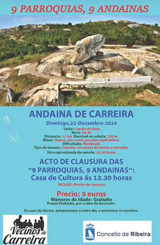 Fechas, información, programa, cartel, imágenes, mapa y ubicación de 9 Parroquias, 9 Andainas - Andaina de Carreira  en  Ribeira