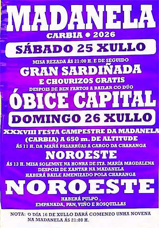 Fechas, información, programa, cartel, imágenes, mapa y ubicación de A Madanela de Carbia (2026)  en  Vila de Cruces