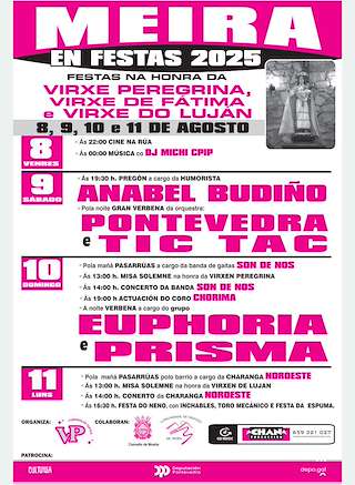 Fechas, información, programa, cartel, imágenes, mapa y ubicación de A Peregrina e a Virxen do Luján de Meira  en  Moaña