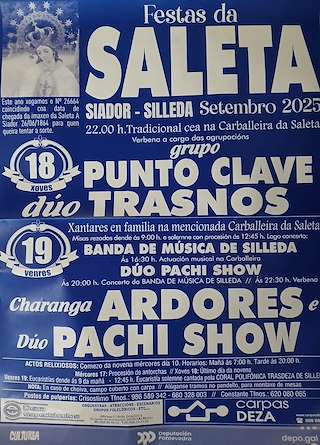 Fechas, información, programa, cartel, imágenes, mapa y ubicación de A Saleta de Siador  en  Silleda