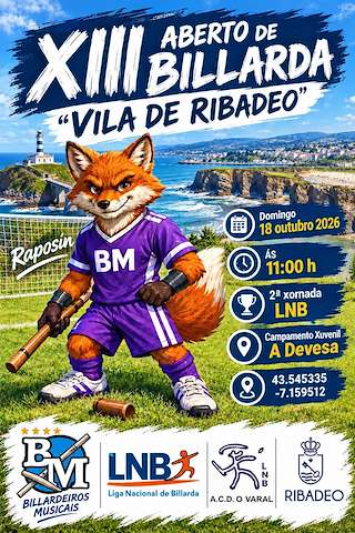 Fechas, información, programa, cartel, imágenes, mapa y ubicación de XIII Aberto de Billarda (2026)  en  Ribadeo