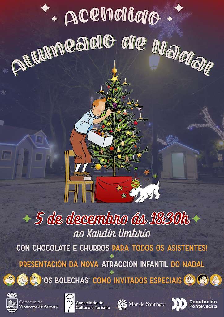 Acendido Alumeado de Nadal en Vilanova de Arousa