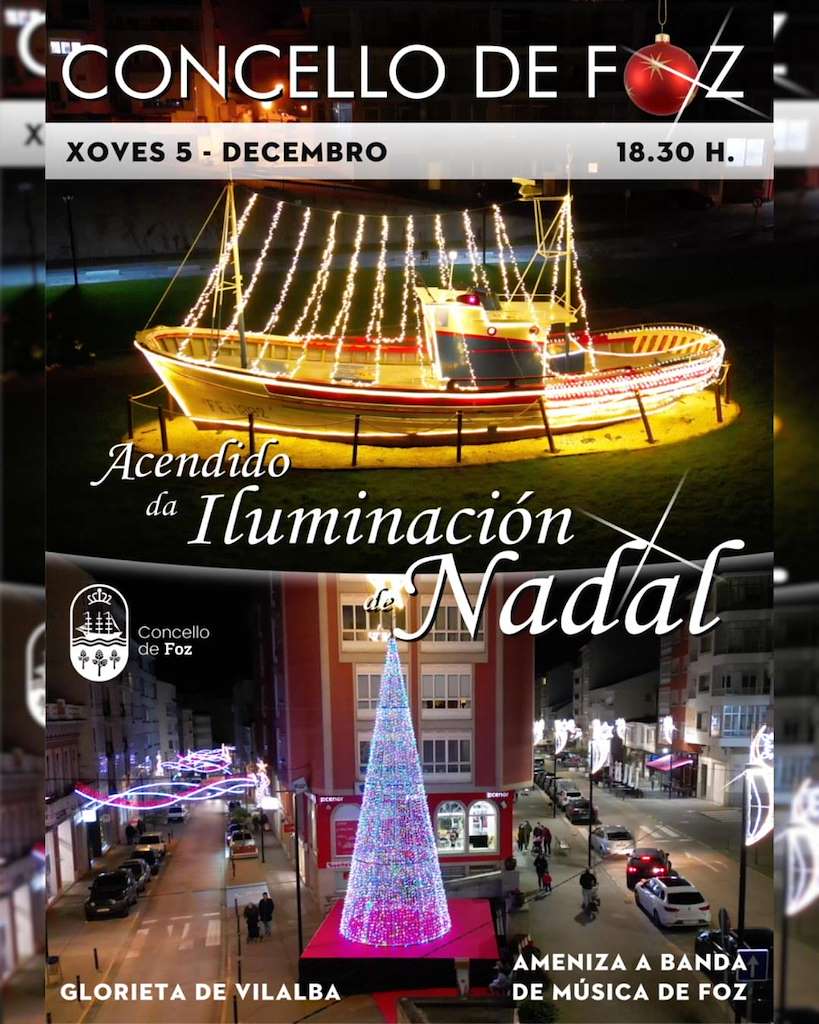 Acendido da Iluminación de Nadal en Foz