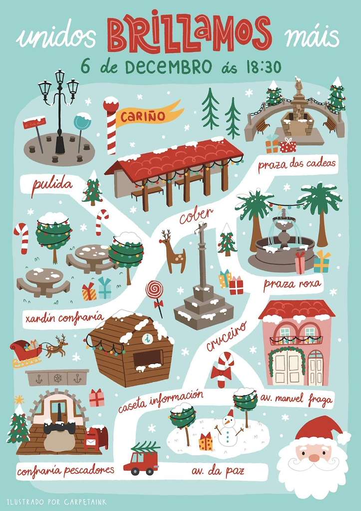 Acendido das Luces de Nadal en Cariño