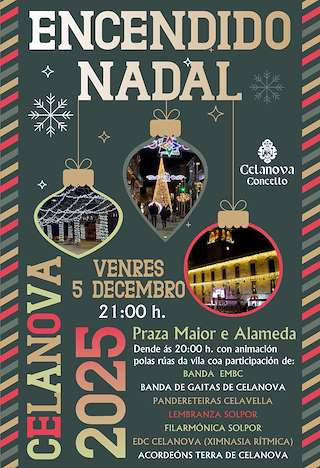 Fechas, información, programa, cartel, imágenes, mapa y ubicación de Acendido de Luces de Nadal (2025)  en  Celanova