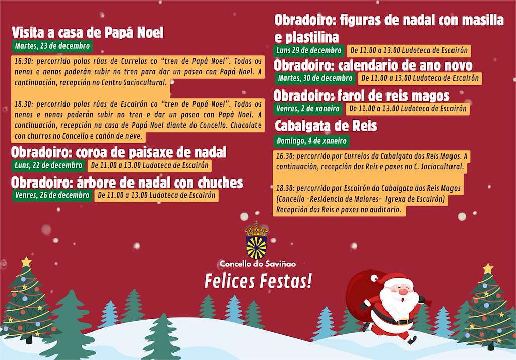 Actividades de Nadal - Cabalgata de Reis (2025-2026) en O Saviñao