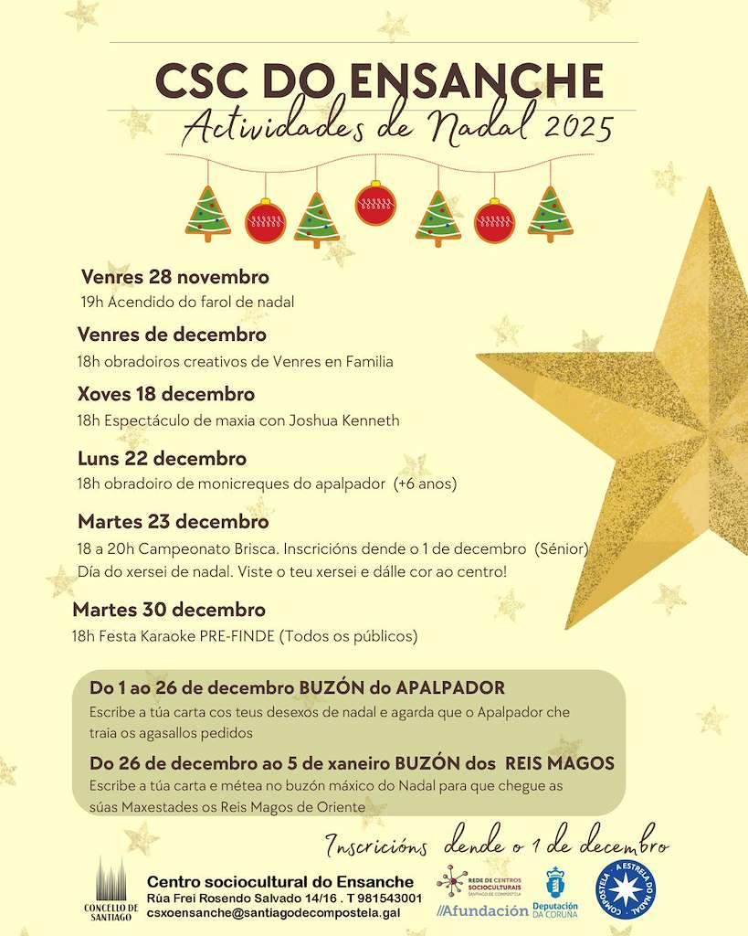 Actividades de Nadal do CSC do Ensanche  (2025-2026) en Santiago de Compostela