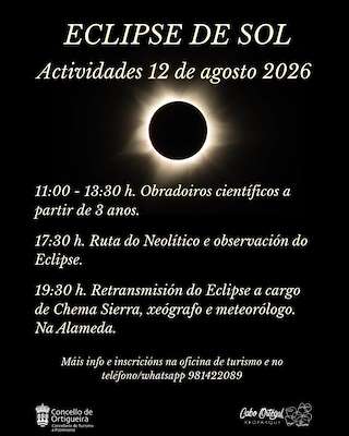 Fechas, información, programa, cartel, imágenes, mapa y ubicación de Actividades Eclipse del Sol (2026)  en  Ortigueira
