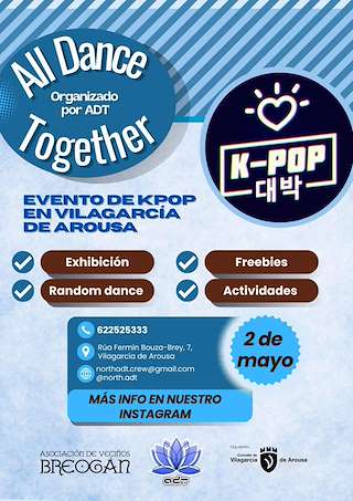 Fechas, información, programa, cartel, imágenes, mapa y ubicación de All Dance Together - Evento de K-pop  (2026)  en  Vilagarcía de Arousa