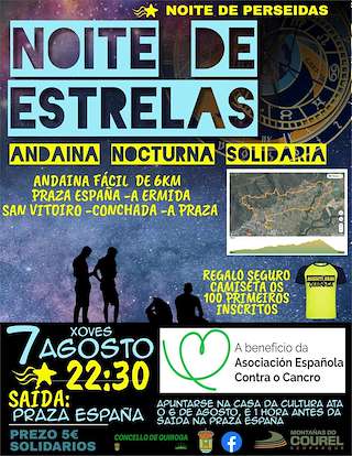 Andaina Noctura Solidaria Noite de Estrelas en Quiroga