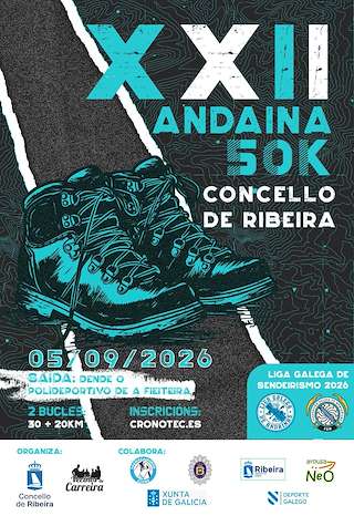 Fechas, información, programa, cartel, imágenes, mapa y ubicación de XXII Andaina 50K (2026) en Ribeira