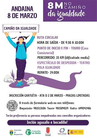 Fechas, información, programa, cartel, imágenes, mapa y ubicación de Andaina 8M No Camiño da Igualdade  (2026)  en  Touro