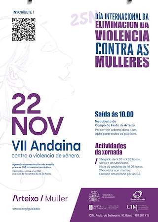 Fechas, información, programa, cartel, imágenes, mapa y ubicación de VII Andaina Contra a Violencia de Xénero (2025) en Arteixo