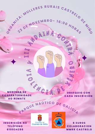 Fechas, información, programa, cartel, imágenes, mapa y ubicación de III Andaina Contra a Violencia de Xénero (2025)  en  Castrelo de Miño