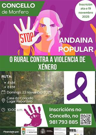 Fechas, información, programa, cartel, imágenes, mapa y ubicación de Andaina Contra a Violencia de Xénero (2025) en Monfero