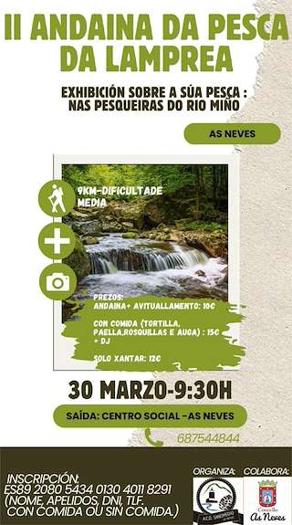 Fechas, información, programa, cartel, imágenes, mapa y ubicación de II Andaina da Pesca da Lamprea   en  As Neves