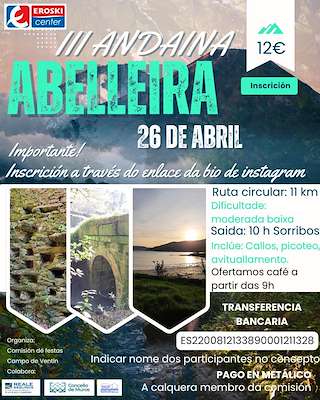 Fechas, información, programa, cartel, imágenes, mapa y ubicación de III Andaina de Abelleira (2026)  en  Muros