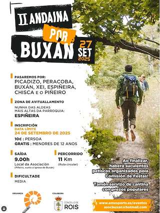 Fechas, información, programa, cartel, imágenes, mapa y ubicación de II Andaina de Buxán  en  Rois