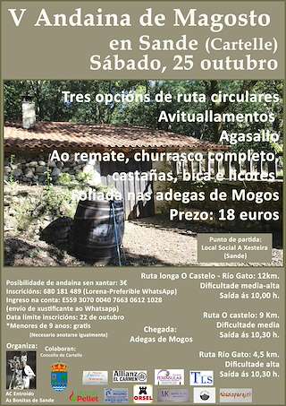Fechas, información, programa, cartel, imágenes, mapa y ubicación de V Andaina de Magosto de Sande (2025)  en  Cartelle