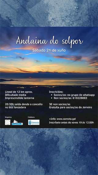 Fechas, información, programa, cartel, imágenes, mapa y ubicación de Andaina do Solpor   en  Carnota
