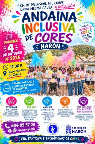 Fechas, información, programa, cartel, imágenes, mapa y ubicación de Andaina Inclusiva de Cores  (2026)  en  Narón