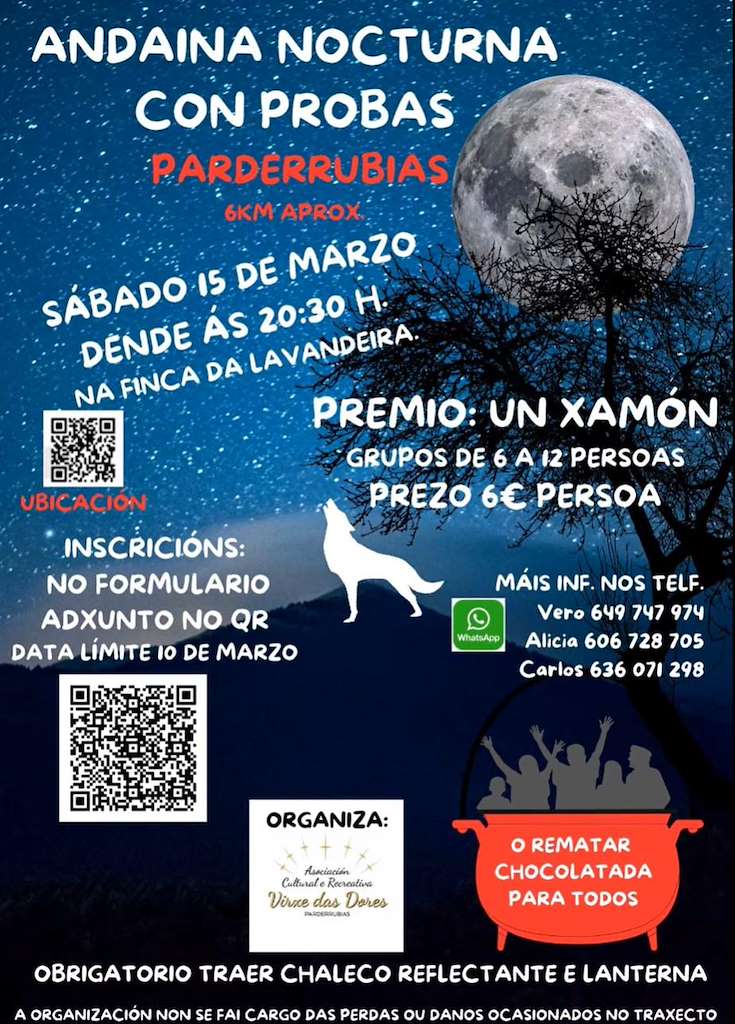 Andaina Nocturna con Probas de Parderrubias en Salceda de Caselas