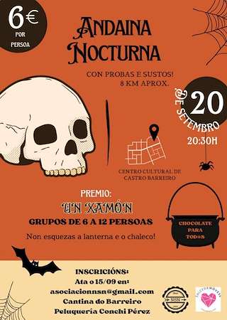 Fechas, información, programa, cartel, imágenes, mapa y ubicación de Andaina Nocturna con Probas  en  Salceda de Caselas