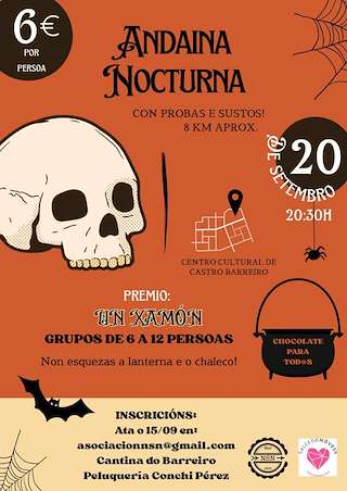 Fechas, información, programa, cartel, imágenes, mapa y ubicación de Andaina Nocturna de Castro Barreiro  en  Salceda de Caselas