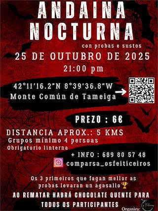 Fechas, información, programa, cartel, imágenes, mapa y ubicación de Andaina Nocturna de Tameiga (2025)  en  Mos