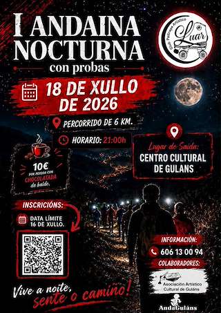 Fechas, información, programa, cartel, imágenes, mapa y ubicación de I Andaina Nocturna Guláns (2026)  en  Pontevedra