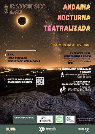 Fechas, información, programa, cartel, imágenes, mapa y ubicación de Andaina Nocturna Teatralizada - Eclipse Solar (2026)  en  Lalín