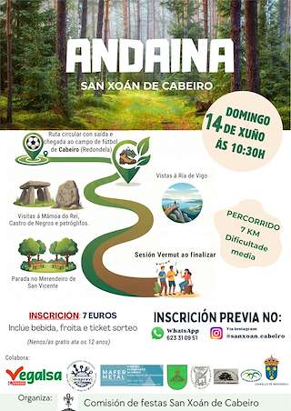 Fechas, información, programa, cartel, imágenes, mapa y ubicación de Andaina San Xoán de Cabeiro (2026)  en  Redondela