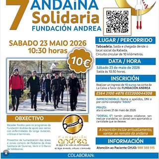 Fechas, información, programa, cartel, imágenes, mapa y ubicación de VII Andaina Solidaria a favor da Fundación Andrea (2026)  en  Taboadela