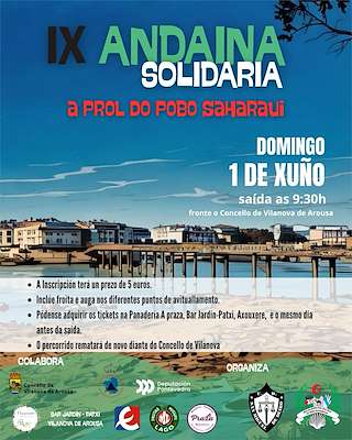 Fechas, información, programa, cartel, imágenes, mapa y ubicación de IX Andaina Solidaria a Prol do Pobo Saharaui  en  Vilanova de Arousa