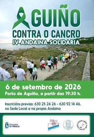Fechas, información, programa, cartel, imágenes, mapa y ubicación de IV Andaina Solidaria - Aguiño Contra o Cancro (2026) en Ribeira