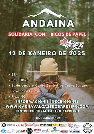 Fechas, información, programa, cartel, imágenes, mapa y ubicación de Andaina Solidaria con Bicos de Papel  en  Salceda de Caselas