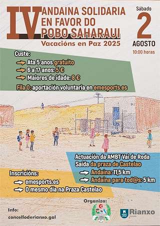 Fechas, información, programa, cartel, imágenes, mapa y ubicación de IV Andaina Solidaria en Favor do Pobo Saharahui  en  Rianxo
