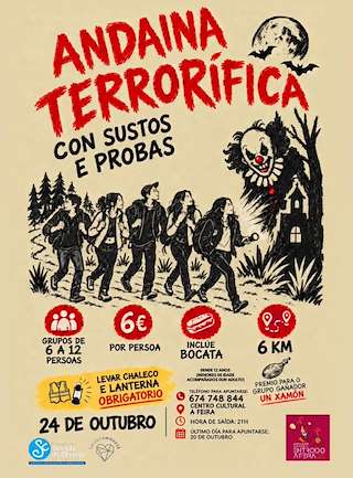 Fechas, información, programa, cartel, imágenes, mapa y ubicación de Andaina Terrorífica con Sustos e Probas (2026)  en  Salceda de Caselas