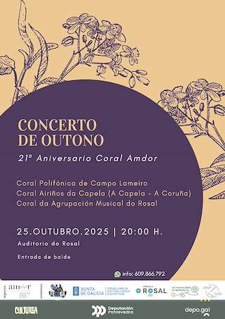 Fechas, información, programa, cartel, imágenes, mapa y ubicación de XXI Aniversario Coral AMDOR  (2025)  en  O Rosal