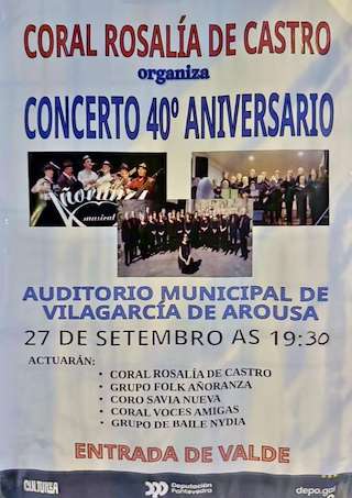 Fechas, información, programa, cartel, imágenes, mapa y ubicación de XL Aniversario Coral Rosalía de Castro  (2025)  en  Vilagarcía de Arousa