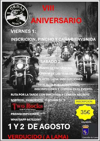 Fechas, información, programa, cartel, imágenes, mapa y ubicación de VIII Aniversario Ordas do Sur   en  A Lama